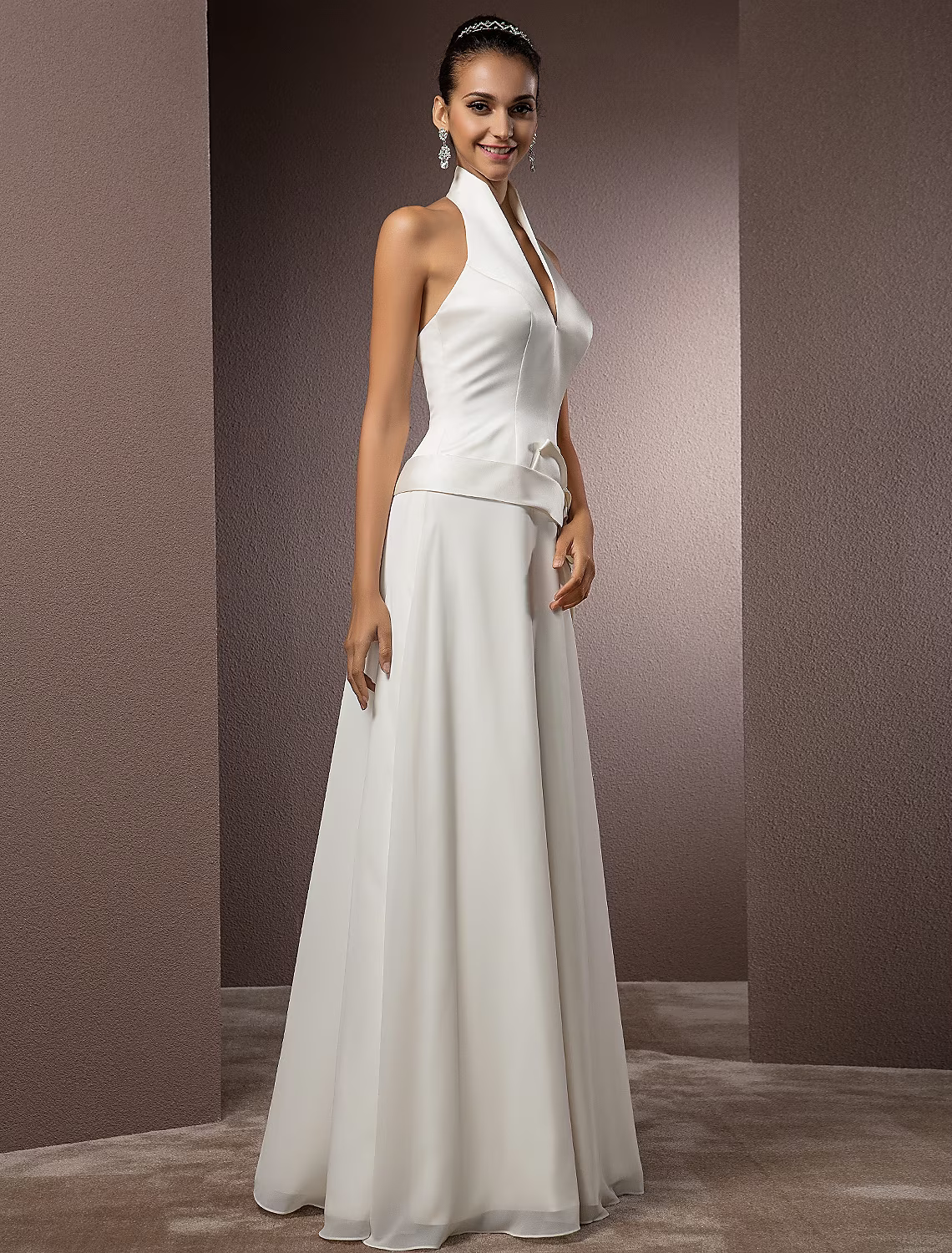 Wedding Dresses Floor Length Regular Straps With Sash Ribbon