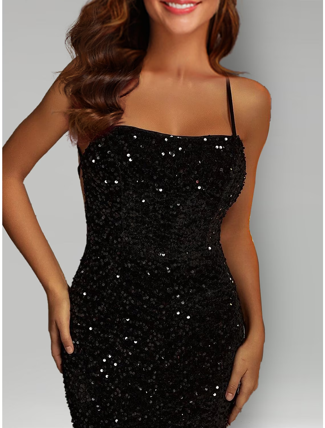 Black Mermaid / Trumpet Evening Gown Dress Formal Sweep / Brush Train Sleeveless Halter