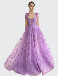 Long Prom Dress with 3D Butterflies Dress Ball Gown Evening Party Wedding Formal Dress Slit