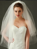 Ding Ji Two-tier Cut Edge Wedding Veil Blusher Veils Fingertip Veils dress to impress Romantic Veil