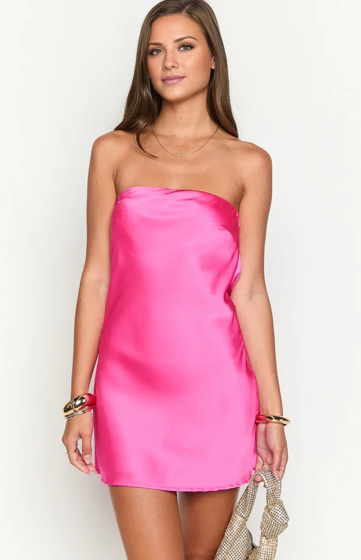 Relaxed Shift Strapless Tube Sleeveless Tie Back Mini Homecoming Dresses
