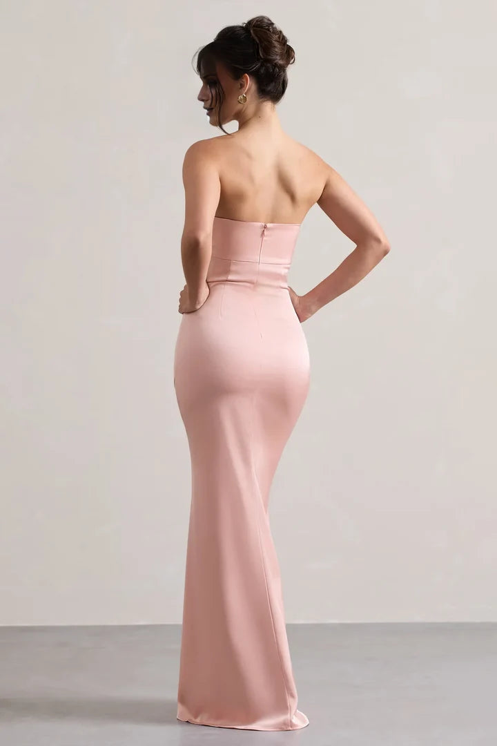 Blush-Pink-Strapless-Mermaid-Floor-Length-Evening-Dress