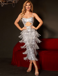Party Dresses Sparkle Shine Dress Homecoming Length Sleeveless Strap with Tassel