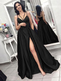A-Line/Princess Sleeveless Spaghetti Straps Sweep/Brush Train Ruffles Dresses