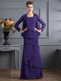 Sheath/Column Scoop Sleeveless Ruffles Long Mother of the Bride Dresses