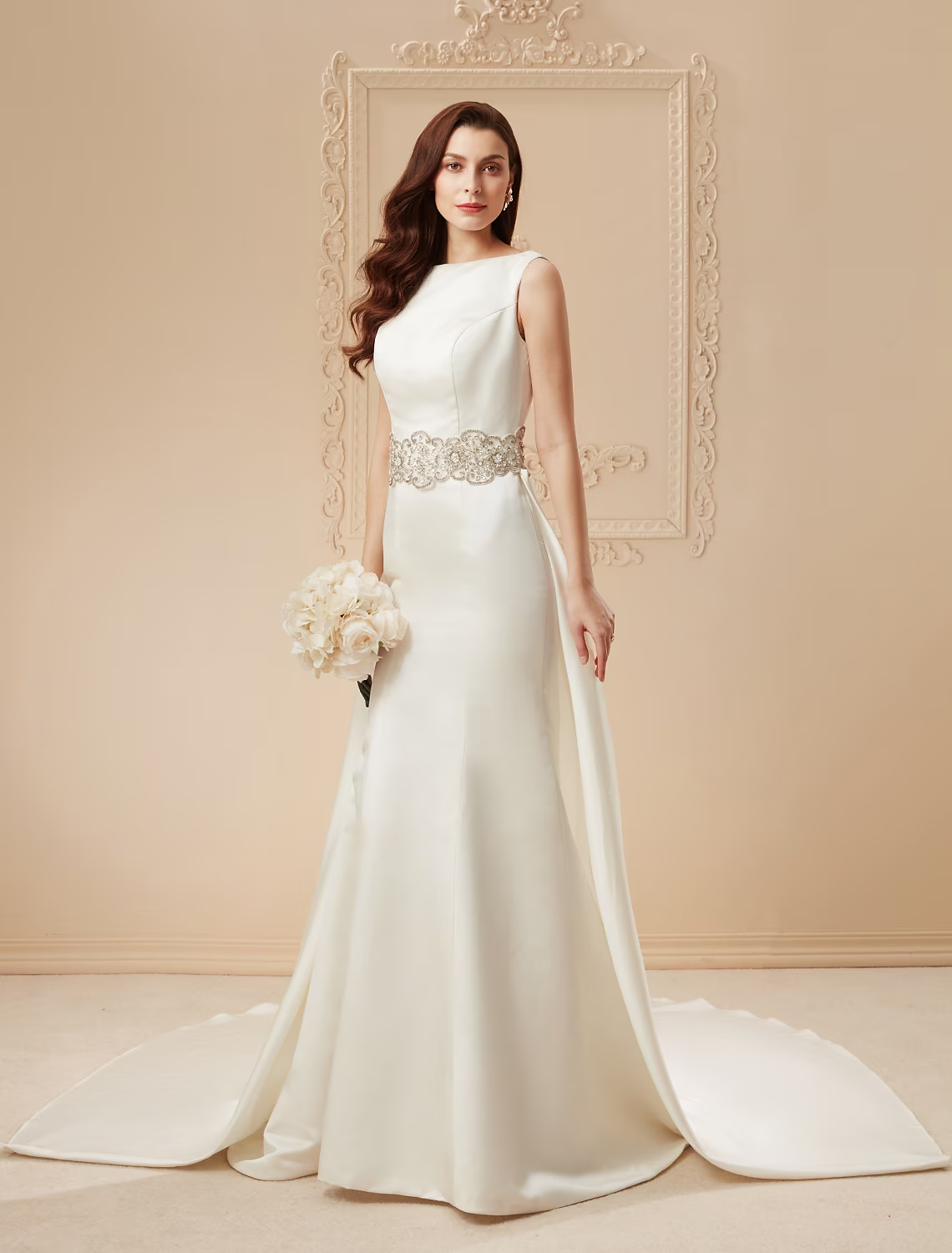 Wedding Dresses Regular Straps Neck With Beading