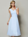 A-Line/Princess V-neck Sleeveless Pleats Short Bridesmaid Dresses