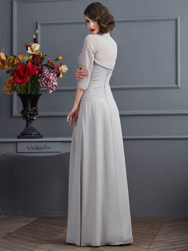 A-Line/Princess One-Shoulder Sleeveless Beading Long Mother of the Bride Dresses