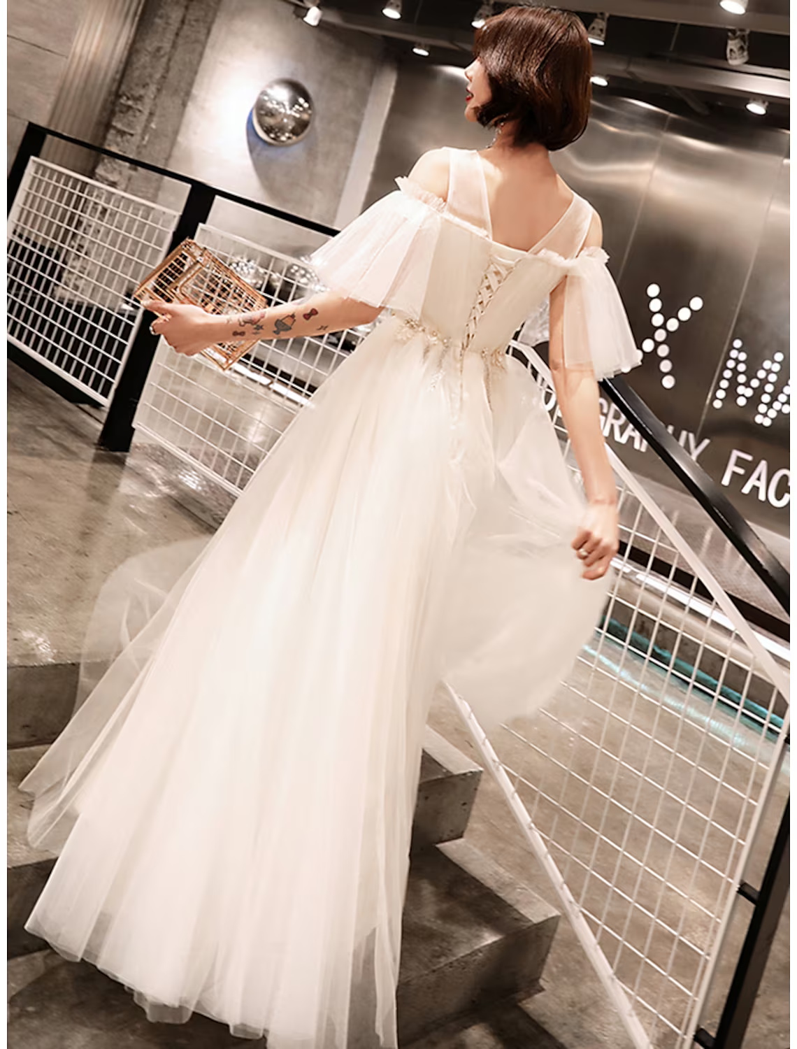 Wedding Guest Floor Length Half Sleeve Illusion Neck with Appliques