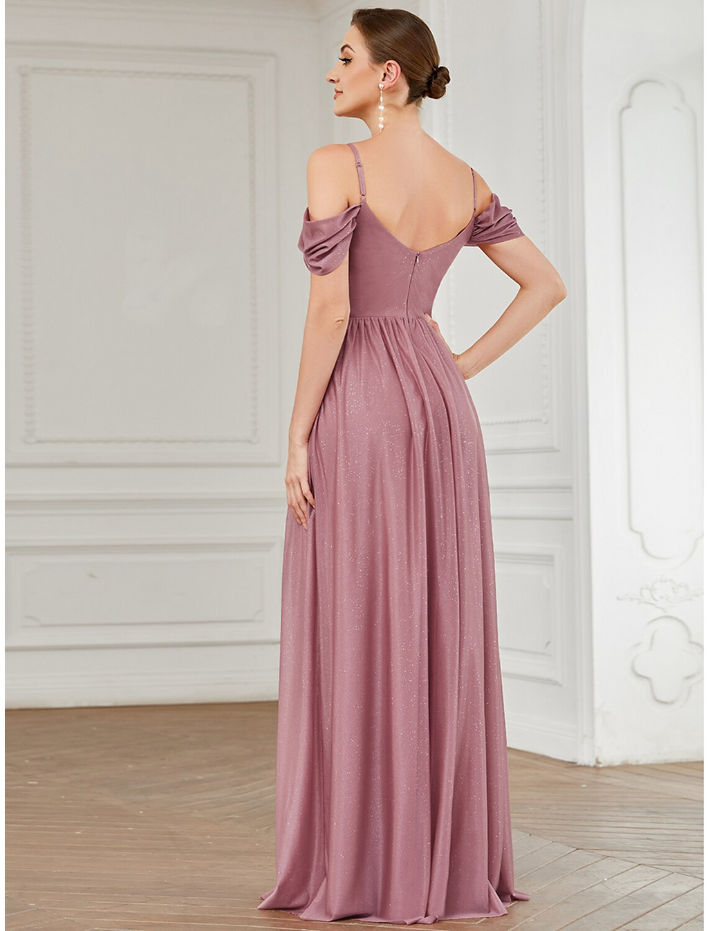 Wedding Guest Floor Length Sleeveless Strap with Buttons