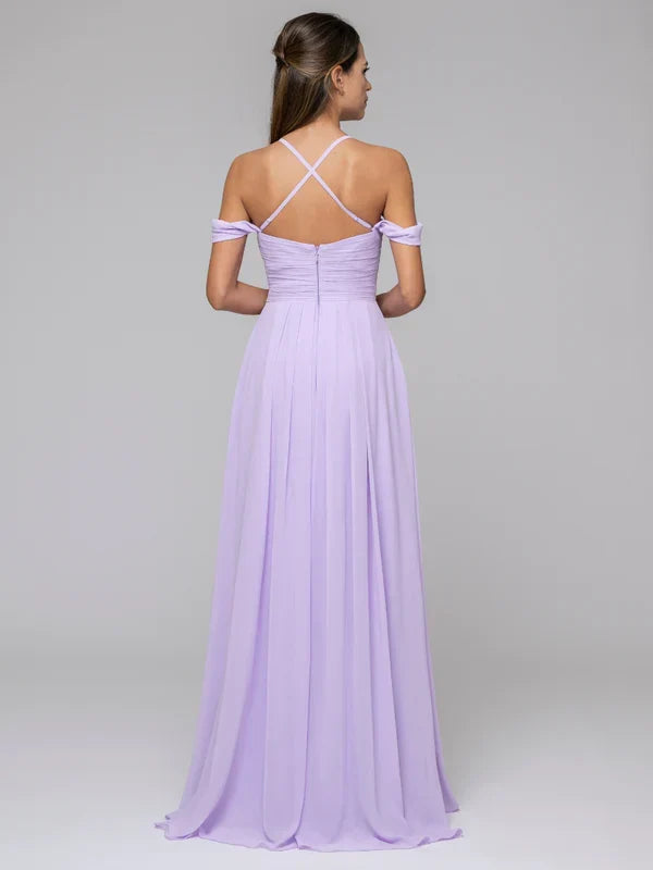 Sweetheart Cold Shoulder Crisscross Back Bridesmaid Dresses