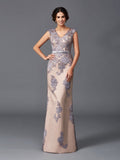 Sheath/Column Straps Applique Sleeveless Long Dresses Mother of the Bride Dresses