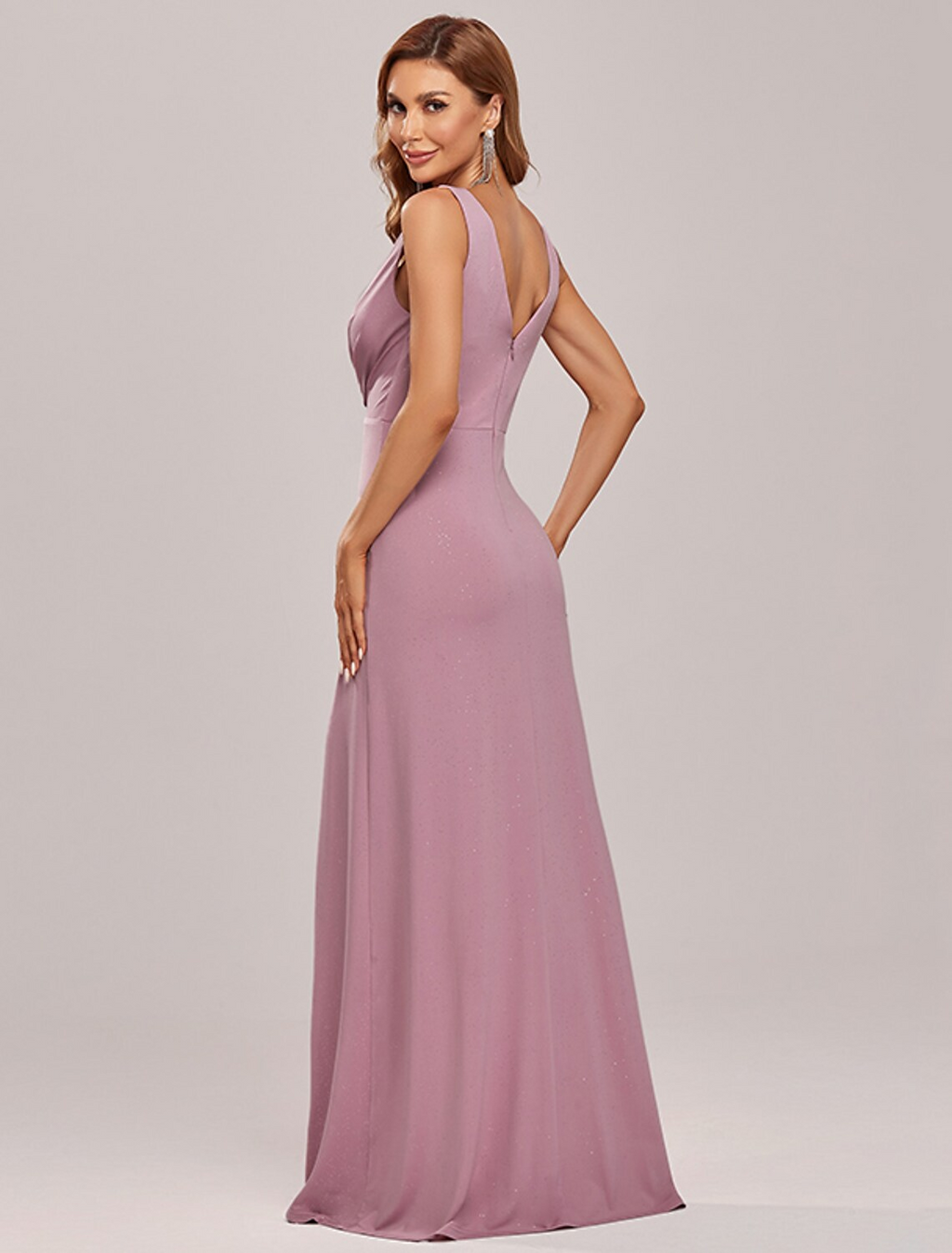 Formal Evening Dress V Neck Sleeveless Floor Length Blend with Draping