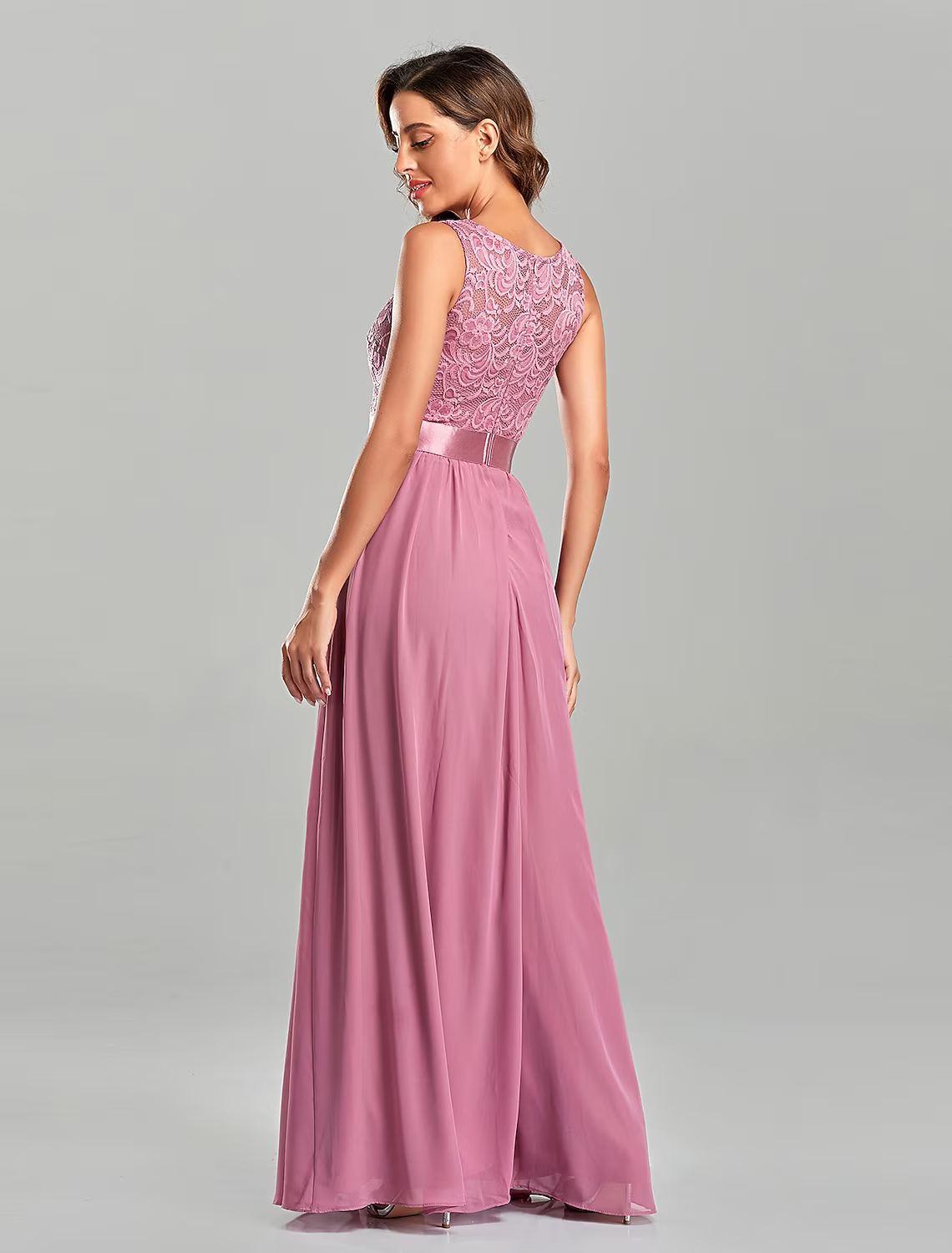 Evening Gown Dress Party Wear Floor Length Short Sleeve Jewel Neck with Embroidery