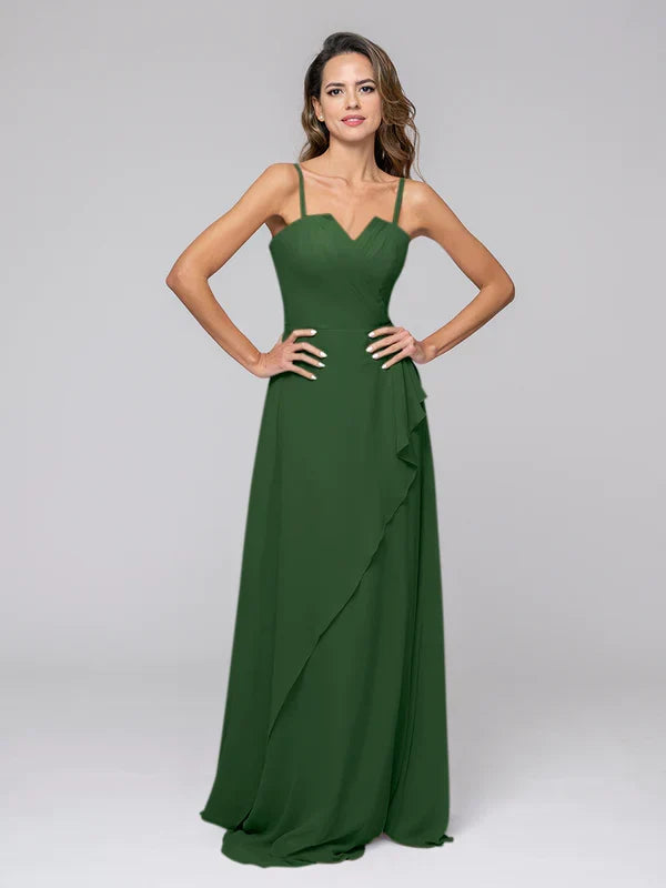 Ruffles Spaghetti Strap Sweetheart Bridal Party Dresses