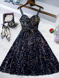 Sparkle Shine Holiday Cocktail Party Dress Strap Sleeveless Knee Length