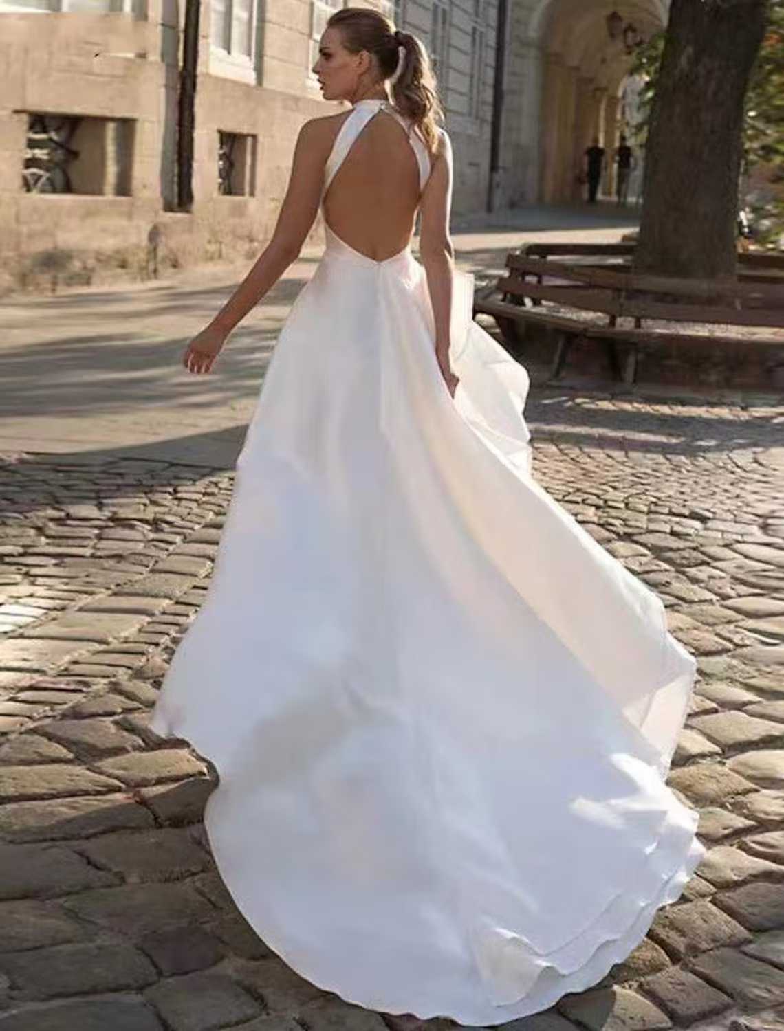 Open Back Casual Wedding Dresses A-Line Sleeveless