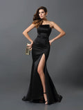 Sheath/Column Strapless Sash/Ribbon/Belt Sleeveless Long Dresses