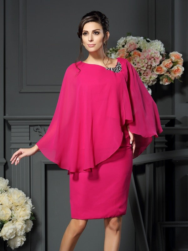 Sheath/Column Scoop Beading Sleeveless Short Mother of the Bride Dresses
