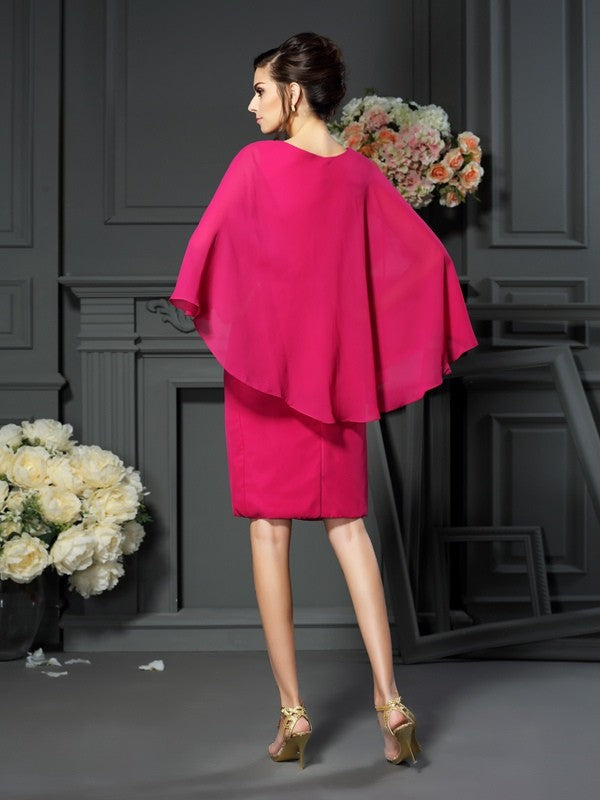 Sheath/Column Scoop Beading Sleeveless Short Mother of the Bride Dresses