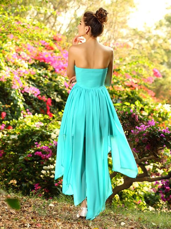A-Line/Princess Sweetheart Beading Sleeveless High Low Bridesmaid Dresses