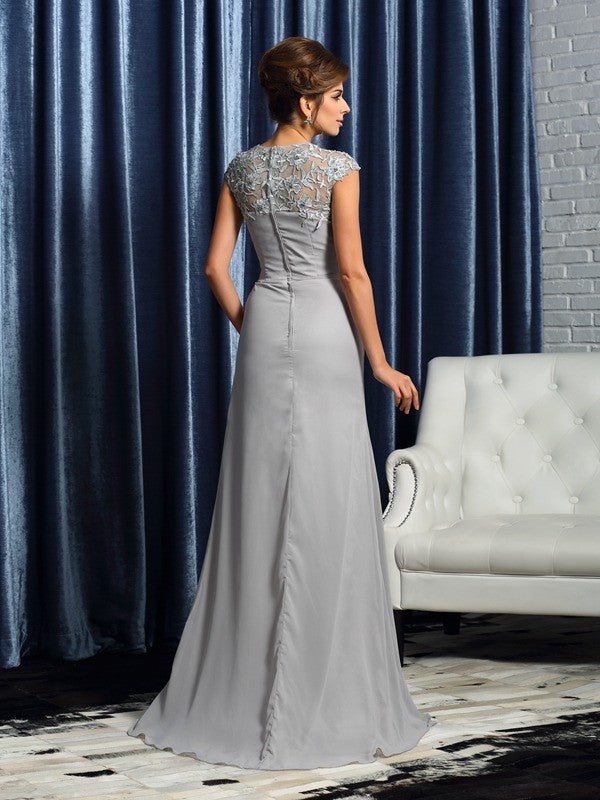Sheath/Column Sweetheart Applique Short Sleeves Long Mother of the Bride Dresses