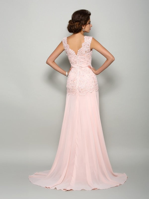 Trumpet/Mermaid Scoop Beading Sleeveless Long Mother of the Bride Dresses
