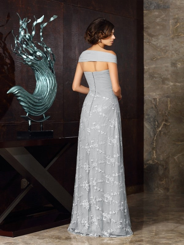 A-Line/Princess Off-the-Shoulder Applique Sleeveless Long Mother of the Bride Dresses