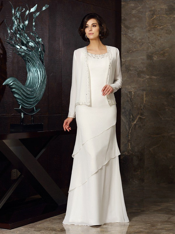 Sheath/Column Scoop Beading Sleeveless Long Mother of the Bride Dresses