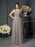 A-Line/Princess Scoop Beading Sleeveless Long Mother of the Bride Dresses