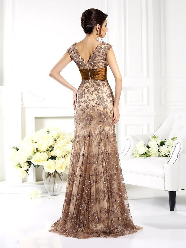 A-Line/Princess V-neck Ruffles Sleeveless Long Mother of the Bride Dresses