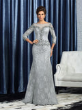 Trumpet/Mermaid Bateau Beading 3/4 Sleeves Long Mother of the Bride Dresses