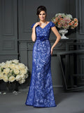 Trumpet/Mermaid V-neck Beading Short Sleeves Long Mother of the Bride Dresses