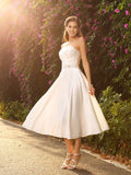 A-Line/Princess Sweetheart Beading Sleeveless Short Wedding Dresses
