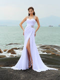 Sheath/Column Straps Beading Sleeveless Long Beach Wedding Dresses