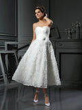 A-Line/Princess Sweetheart Bowknot Sleeveless Short Wedding Dresses