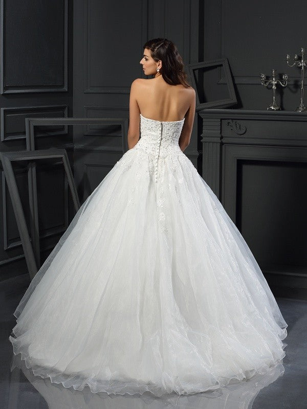 Ball Gown Sweetheart Beading Sleeveless Long Wedding Dresses