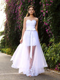 Trumpet/Mermaid Sweetheart Applique Sleeveless Long Wedding Dresses