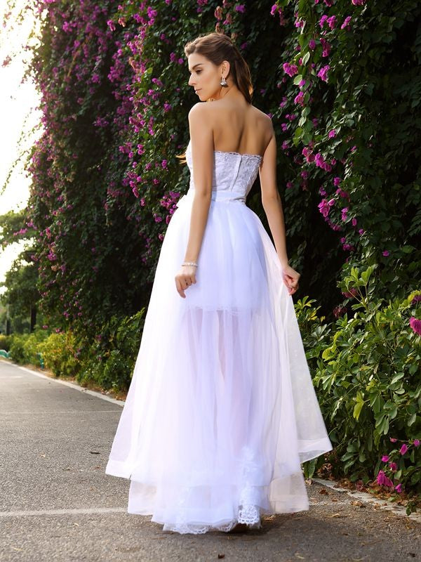 Trumpet/Mermaid Sweetheart Applique Sleeveless Long Wedding Dresses