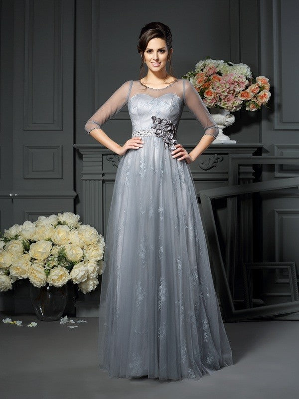 A-Line/Princess Scoop 1/2 Sleeves Long Mother of the Bride Dresses