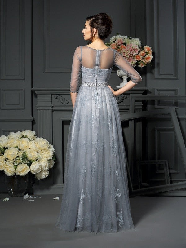 A-Line/Princess Scoop 1/2 Sleeves Long Mother of the Bride Dresses