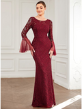 Mother of the Bride Dress Elegant Sexy Floor Length Long Sleeve