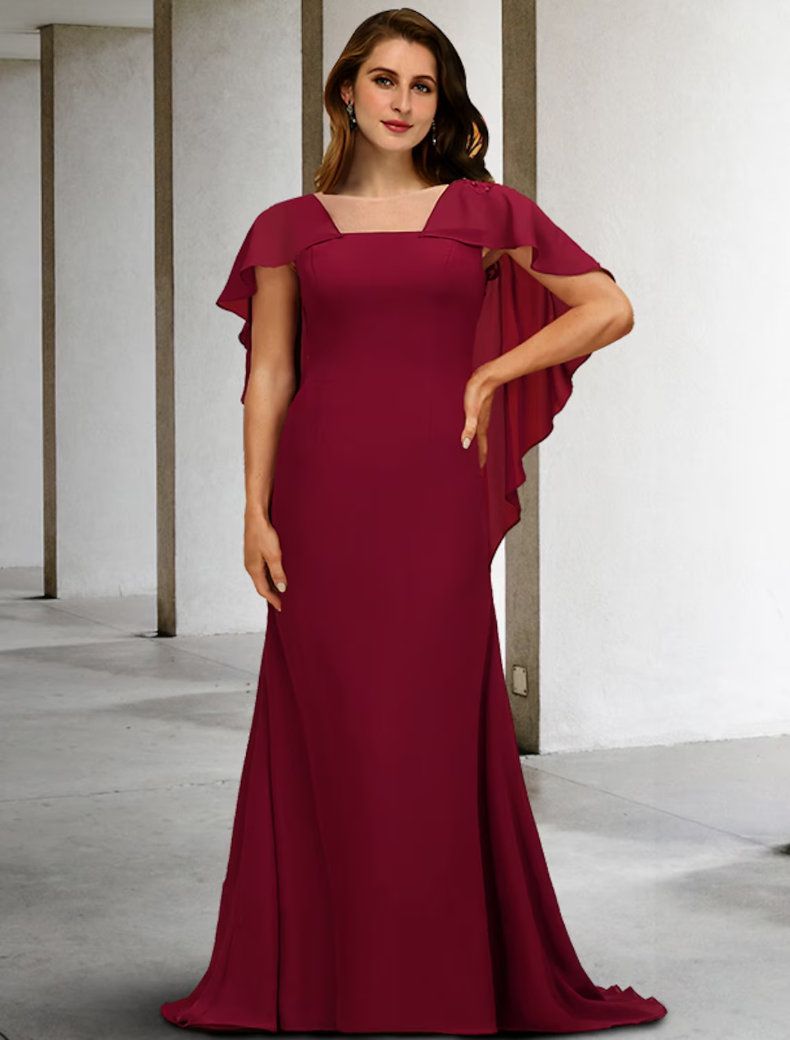 Vintage Red A-Line Classic-Neck Short-Sleeve Classic-Back Mini-Length Mother-of-the-Bride Dress