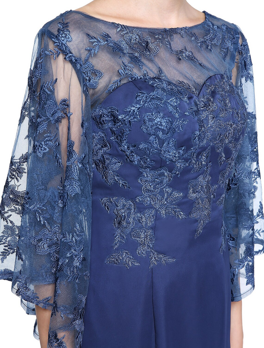 Mother of the Bride Dress Elegant Neck Ankle Length Half Sleeve