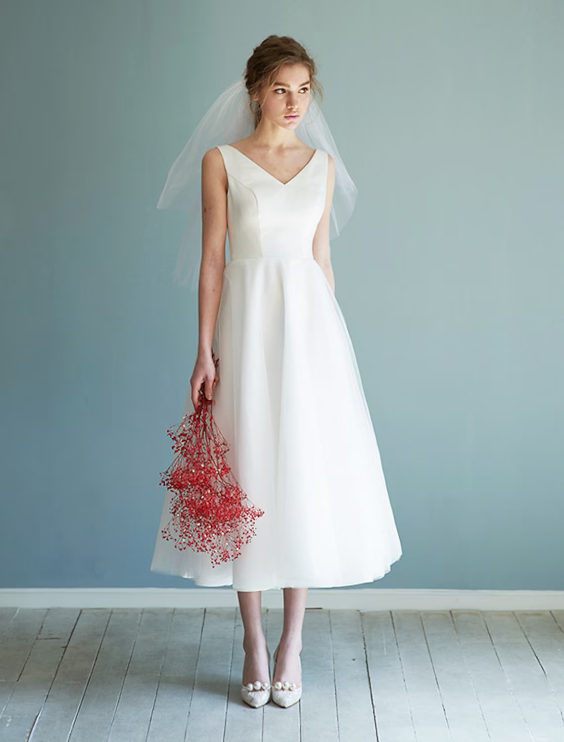 White Bridal Shower Little Dresses Wedding Dresses Length A-Line Sleeveless V Neck