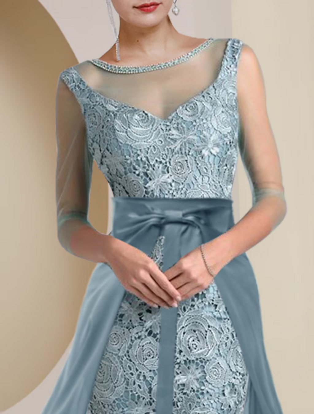 Two Piece Mother of the Bride Dress Formal Wedding Guest Vintage Elegant Length Knee Length Length Sleeve with Beading Appliques