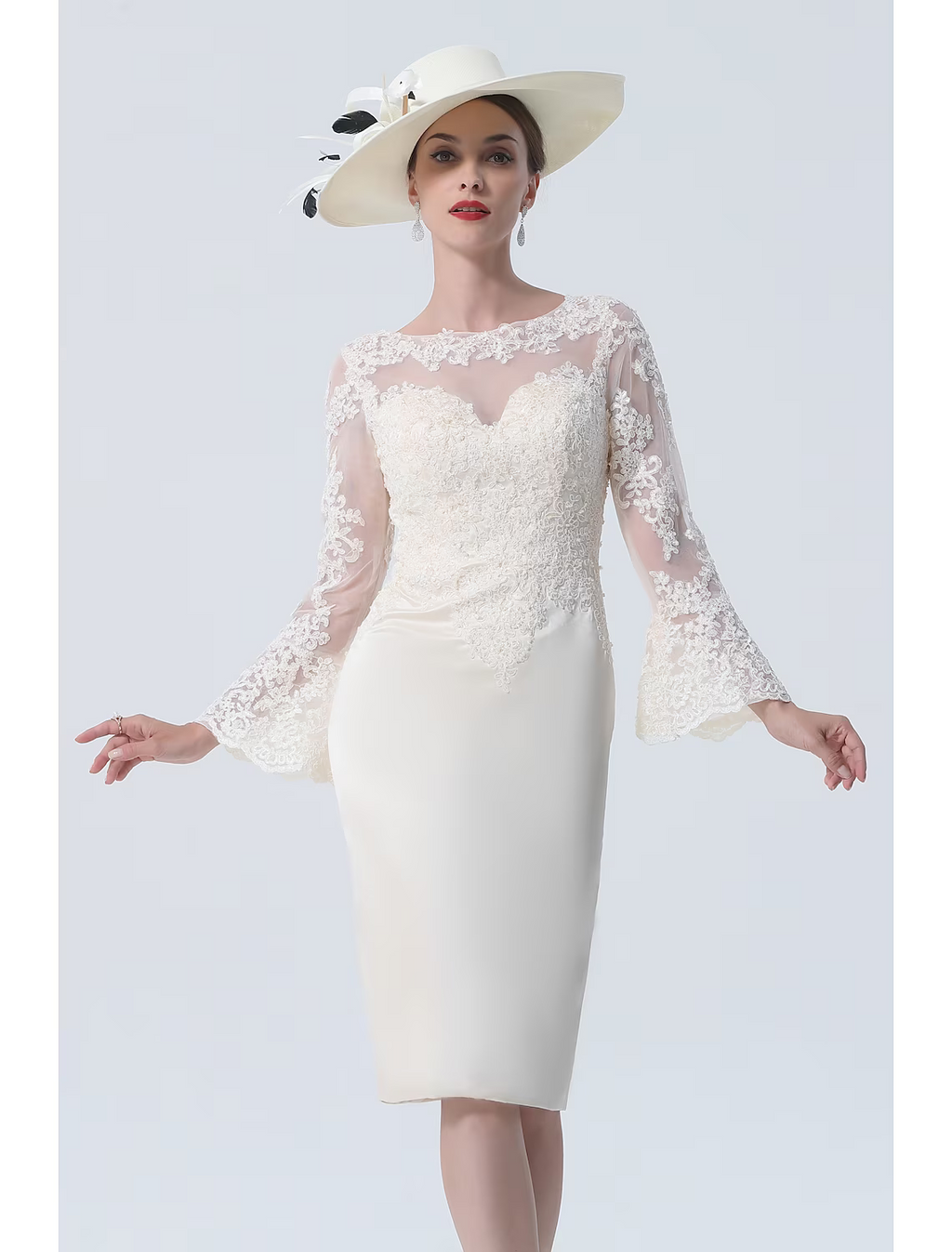 Mother of the Bride Dress Vintage Plus Size Elegant Knee Length Long Sleeve