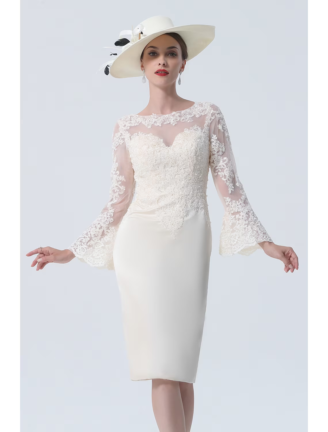 Mother of the Bride Dress Vintage Plus Size Elegant Knee Length Long Sleeve