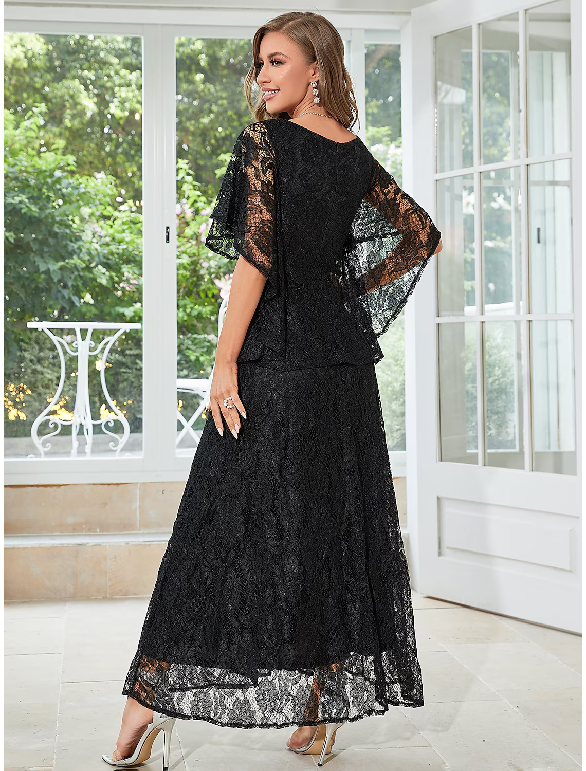 Wedding Guest Dresses Elegant Dress Party Wear Ankle Length Half Sleeve with Ruffles Appliques Mother of the Bride Dresses
