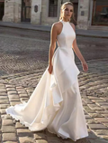 Open Back Casual Wedding Dresses A-Line Sleeveless